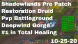 World of Warcraft Shadowlands Pre Patch Restoration Druid Pvp Battleground, Deepwind Gorge, 10-25-20