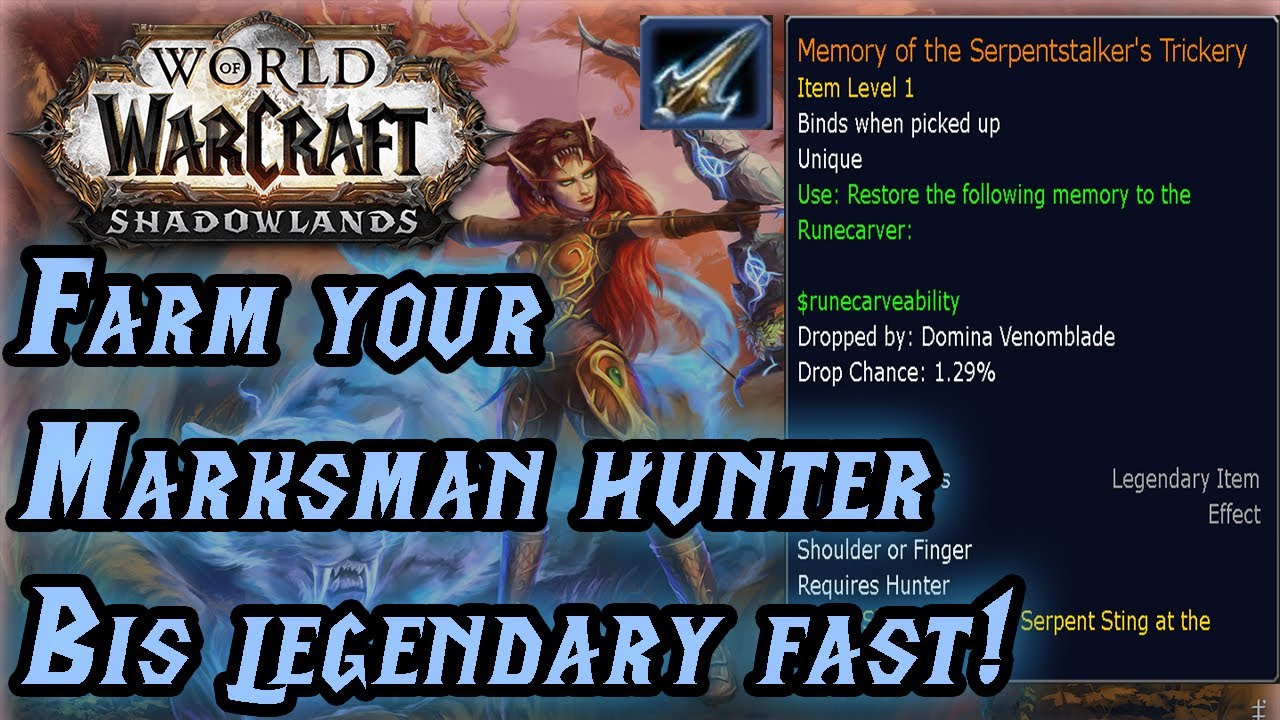 Wow Shadowlands Marksman hunter Bis Legendary speed farm trick! World