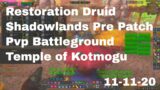 World of Warcraft Shadowlands Pre Patch Restoration Druid Pvp Battleground, Temple of Kotmogu