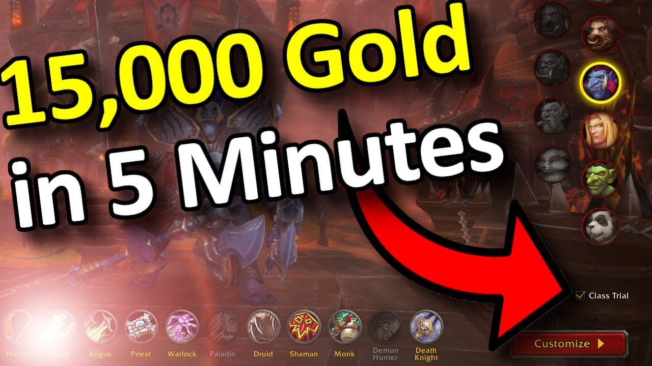 Farm 15,000 Gold in 5 Minutes using Class Trials Wow Shadowlands Solo