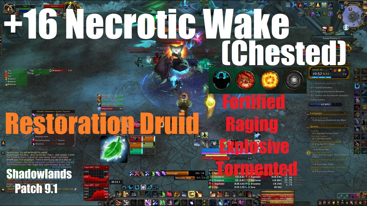 +16 Necrotic Wake Chested Night Fae Restoration Druid PoV World of
