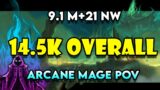 9.1 M+ 21 Necrotic Wake Arcane Mage DPS POV  NW Shadowlands Mythic Plus