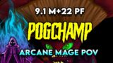 9.1 M+ 22 Plague Fall Arcane Mage DPS POV  SD Shadowlands Mythic Plus