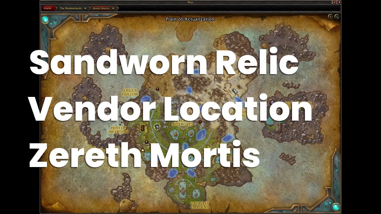 WOW Sandworn Relic Vendor Location Zereth Mortis Shadowlands World