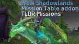 World Of Warcraft Shadowlands Mission Table addon TLDR Missions