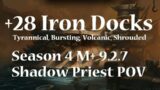 +28 Iron Docks | Shadow Priest PoV M+ Shadowlands Season 4 Mythic Plus 9.2.7