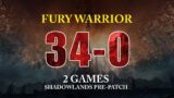 Fury Warrior Still Viable in Shadowlands (34-0 in 2 games)  PVP WoW – 2K UHD