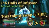 +16 halls of infusion | Survival hunter PoV | World of warcraft | Pre-patch the war within